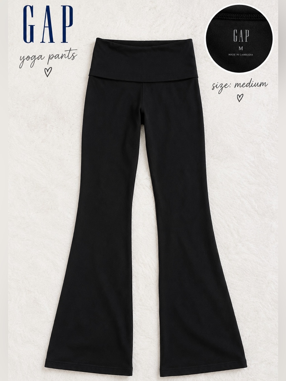 GAP foldover black flare leggings M